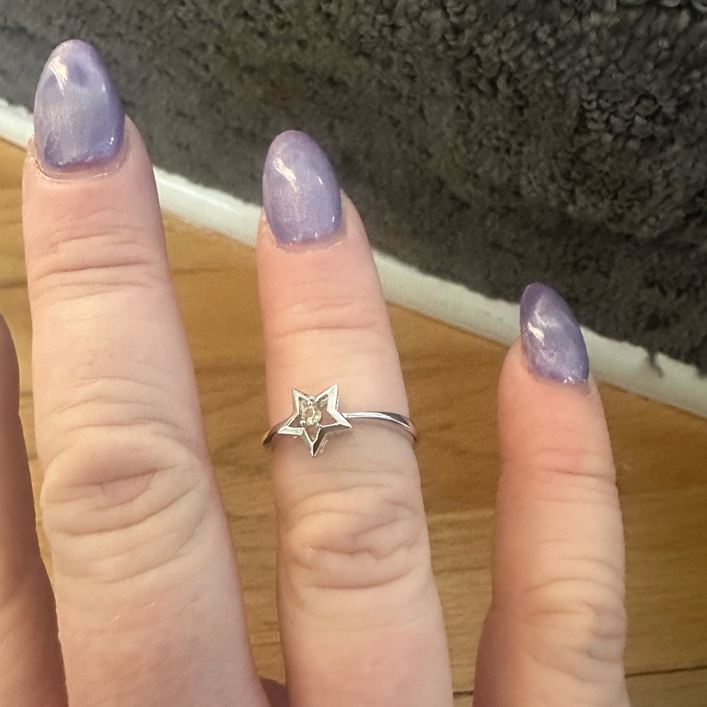 Genevive Estelle White Gold Plated With Tourmaline Gemstone Star ring